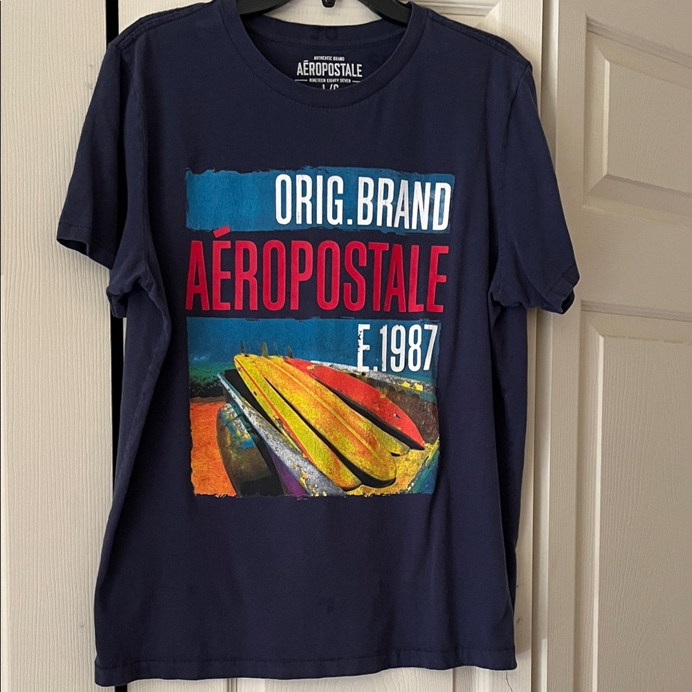 Aeropostale Dark Blue Surfboard Graphic Tee